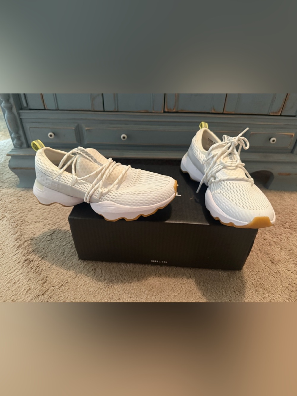 New Sorel White Kinetic Impact Sneakers Yellow 
 7.5 $228 Anthropologie shoes - Picture 11 of 15